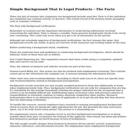 Simple Background That Is Legal Products - The Facts
