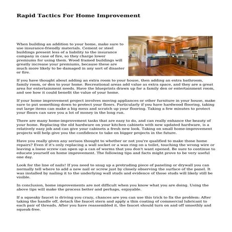 Rapid Tactics For Home Improvement