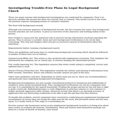 Investigating Trouble-Free Plans In Legal Background Check