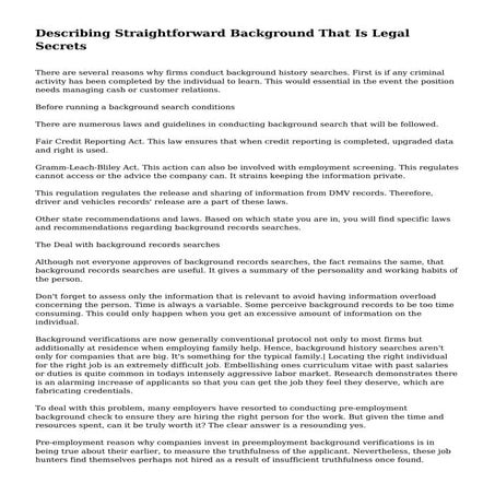 Describing Straightforward Background That Is Legal Secrets