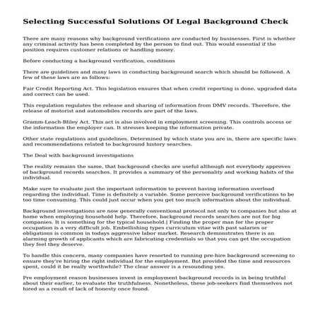 Selecting Successful Solutions Of Legal Background Check