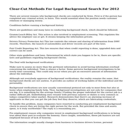 Clear-Cut Methods For Legal Background Search For 2012