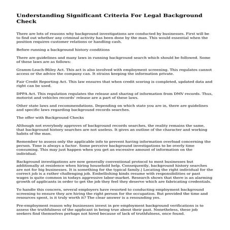 Understanding Significant Criteria For Legal Background Check