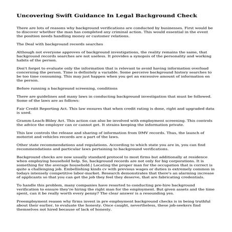 Uncovering Swift Guidance In Legal Background Check