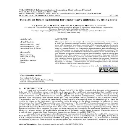 A Leaky Wave Antenna Design Based on Half-mode Substrate Integrated ...