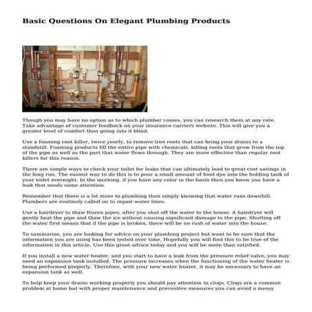Basic Questions On Elegant Plumbing Products