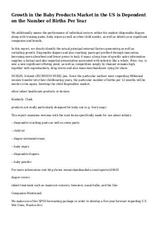 Growth in the Baby Products Market in the US is Dependent on the Number of Births Per Year