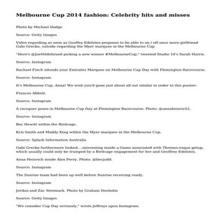 Melbourne Cup 2014 fashion: Celebri...