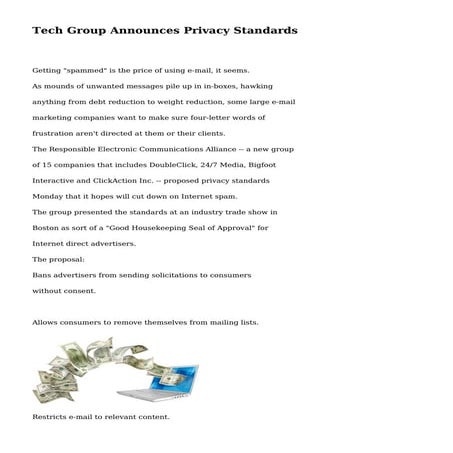 Tech Group Announces Privacy Standards