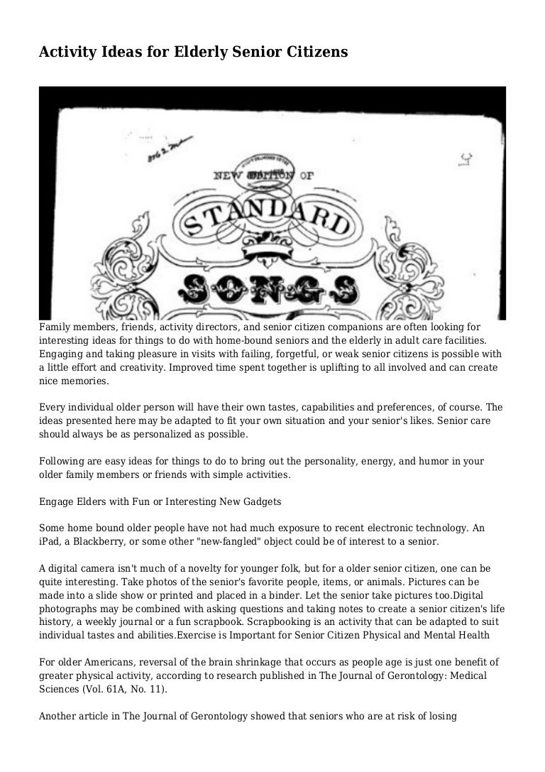 Activity Ideas for Elderly Senior Citizens