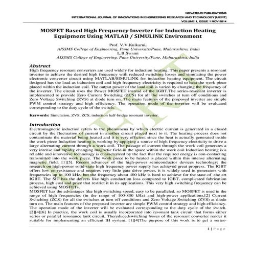  MOSFET Based High Frequency Inverter for Induction Heating Equipment Using M...