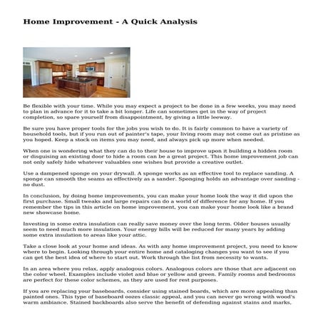 Home Improvement - A Quick Analysis
