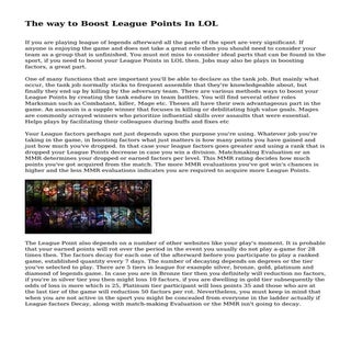 The way to Boost League Points In LOL