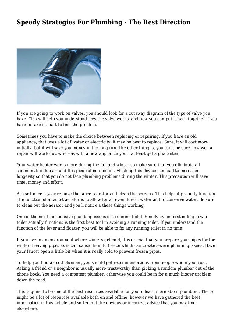 Speedy Strategies For Plumbing The Best Direction