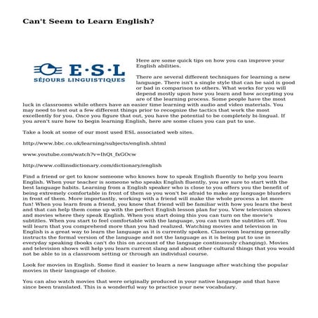 Can't Seem to Learn English?

