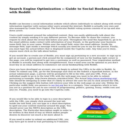 Search Engine Optimization :: Guide to Social Bookmarking with Reddit