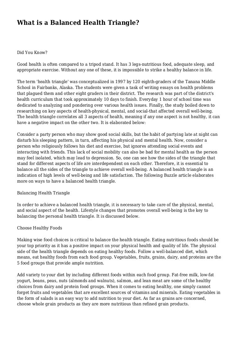 worksheet Health Triangle Worksheet what is a balanced health triangle