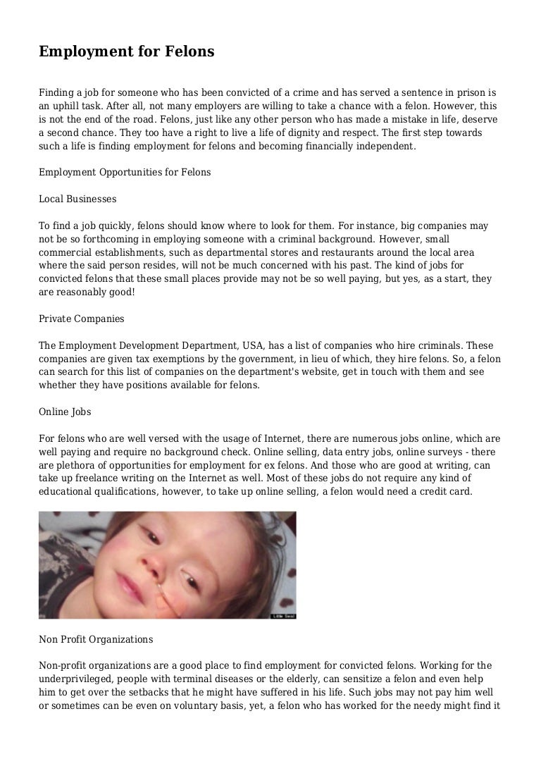 Employment for Felons