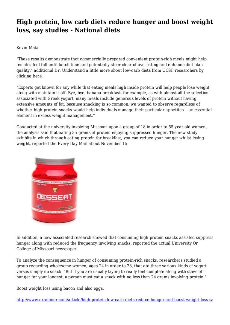  High protein low carb diets reduce hunger and boost 