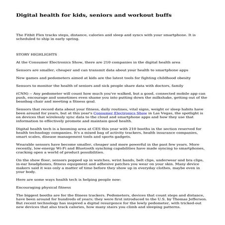 Digital health for kids, seniors and workout buffs