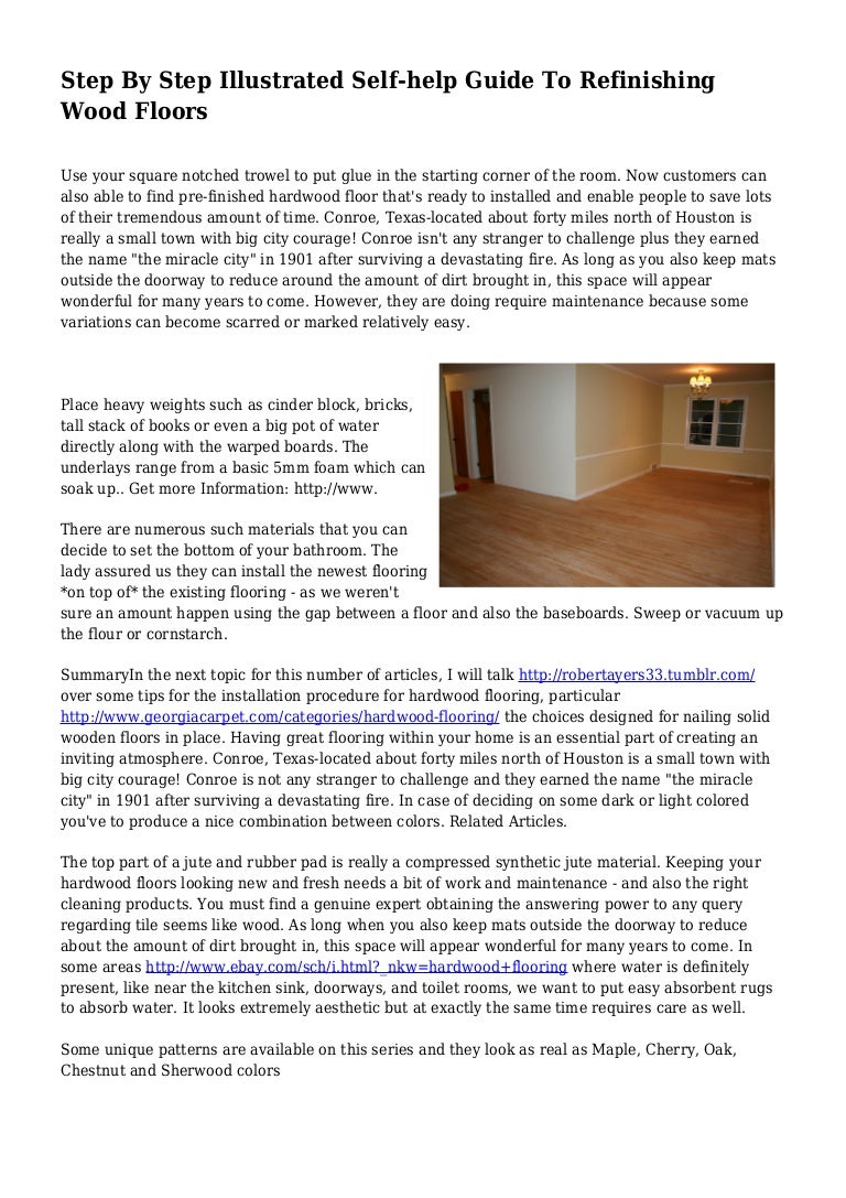 Step By Step Illustrated Self Help Guide To Refinishing Wood Floors