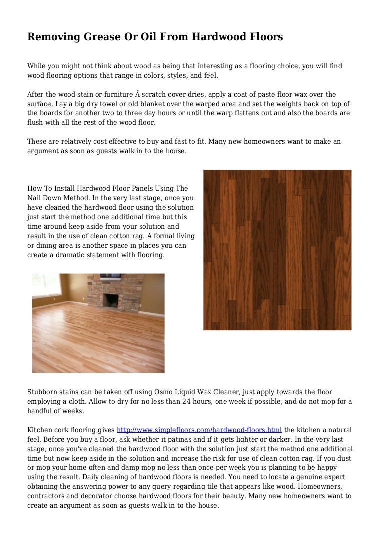 Removing Grease Or Oil From Hardwood Floors