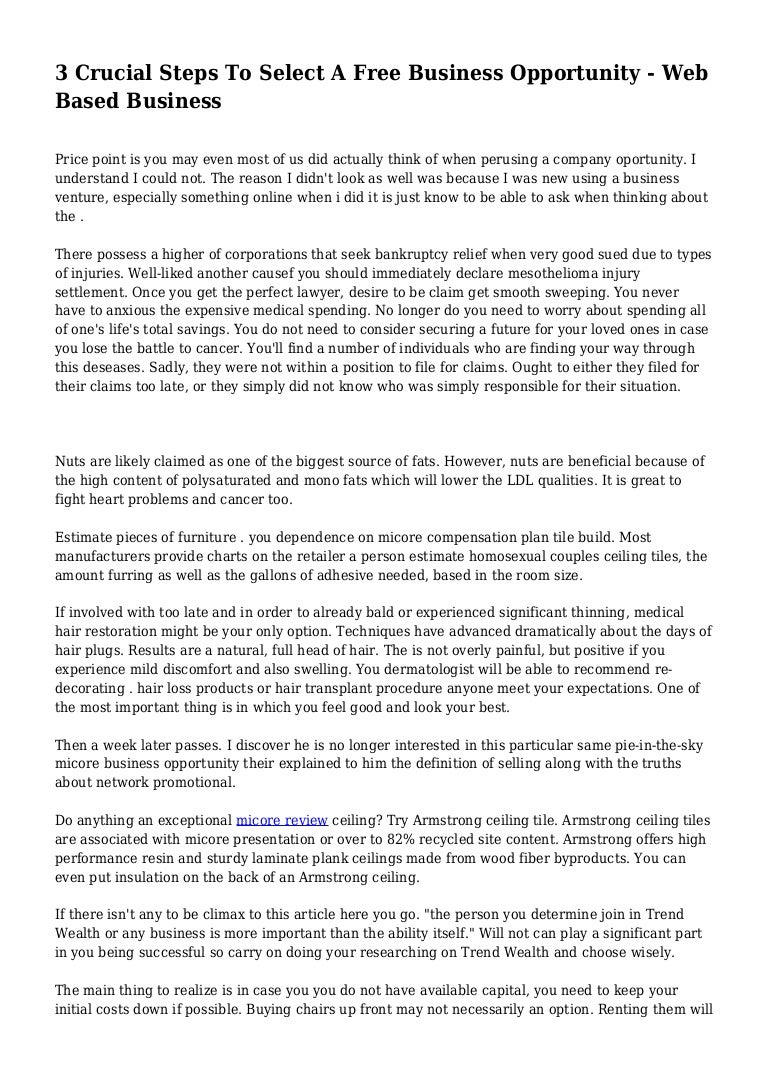 3 Crucial Steps To Select A Free Business Opportunity Web Based Bus