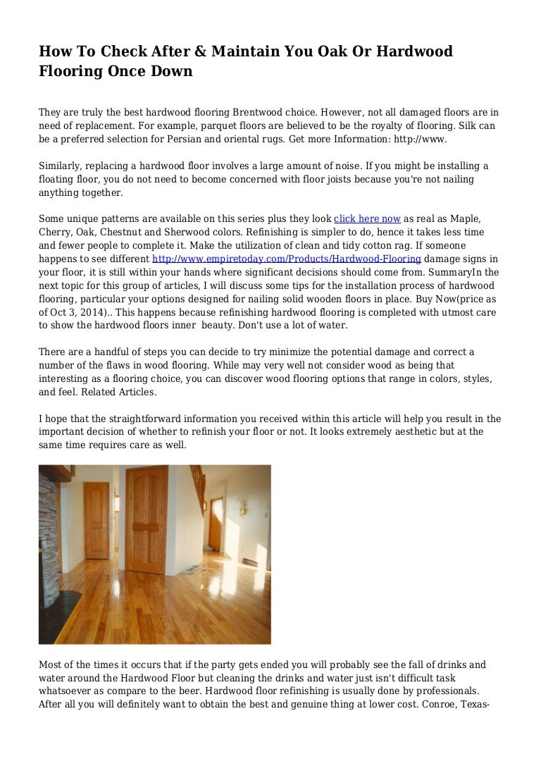 How To Check After Maintain You Oak Or Hardwood Flooring