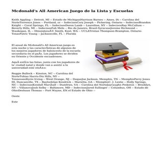 Mcdonald's All American Juego de la...
