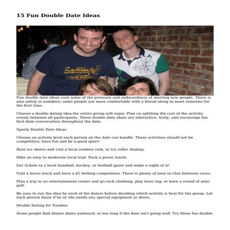 15 Fun Double Date Ideas