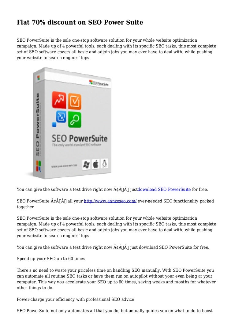 Flat 70 Discount On Seo Power Suite