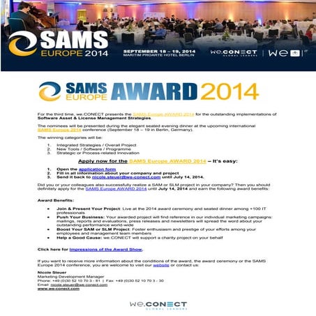 SAMS Europe AWARD 2014