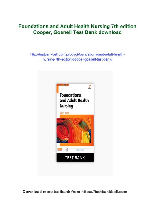 thumbnail image 2 of Foundations And Adult Health Nursing, 8th Edition – By Cooper & Gosnell, Elsevier (Paperback, Good Condition) 2 of 6