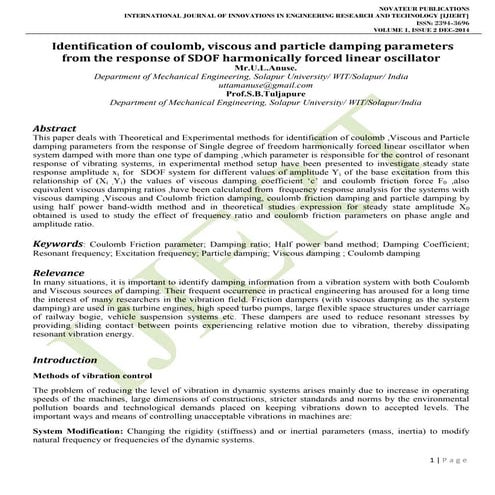 Identification of coulomb, viscous and particle damping parameters from the r...
