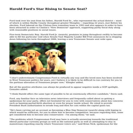 Harold Ford's Star Rising to Senate Seat?