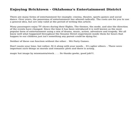 Enjoying Bricktown - Oklahoma's Entertainment District