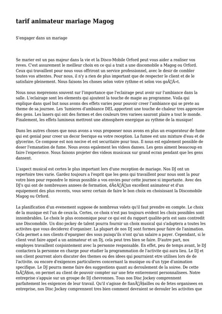 tarif animateur mariage Magog