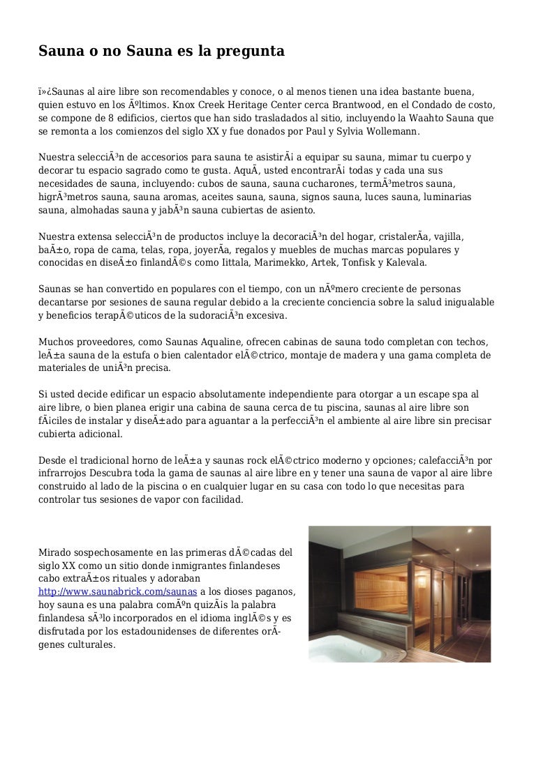 Sauna o no Sauna es la pregunta