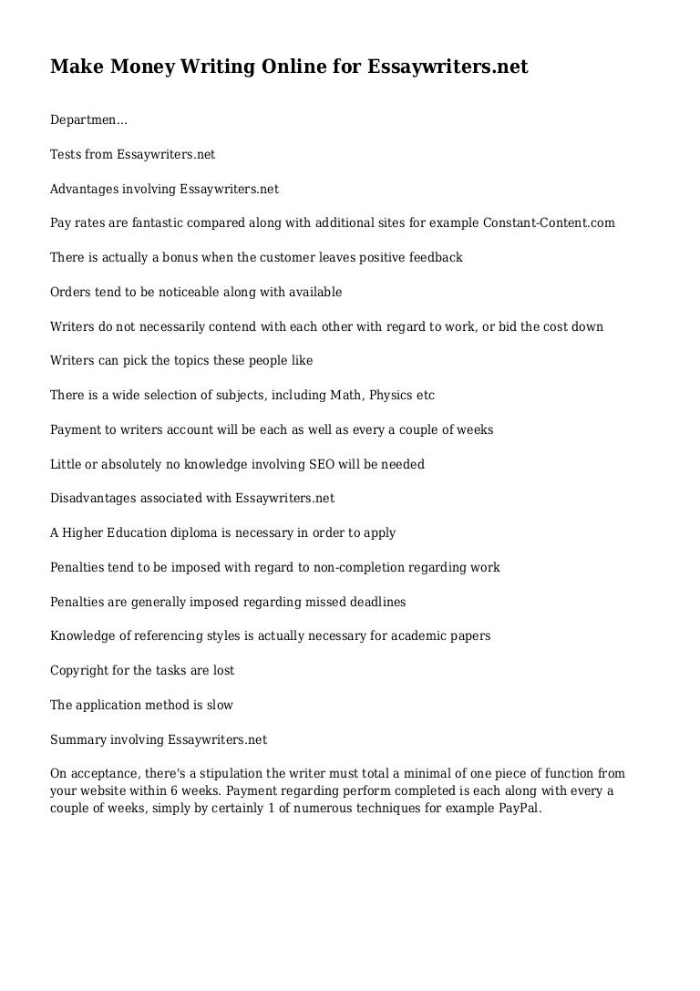 Make Money Writing Online for Essaywriters.net