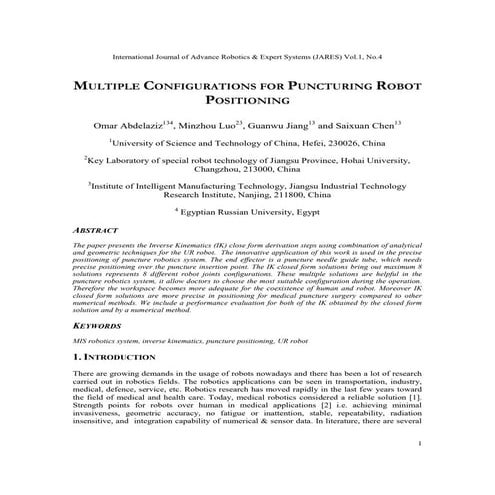 MULTIPLE CONFIGURATIONS FOR PUNCTURING ROBOT POSITIONING