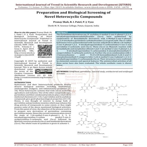 Preparation and Biological Screening of Novel Heterocyclic Compounds
