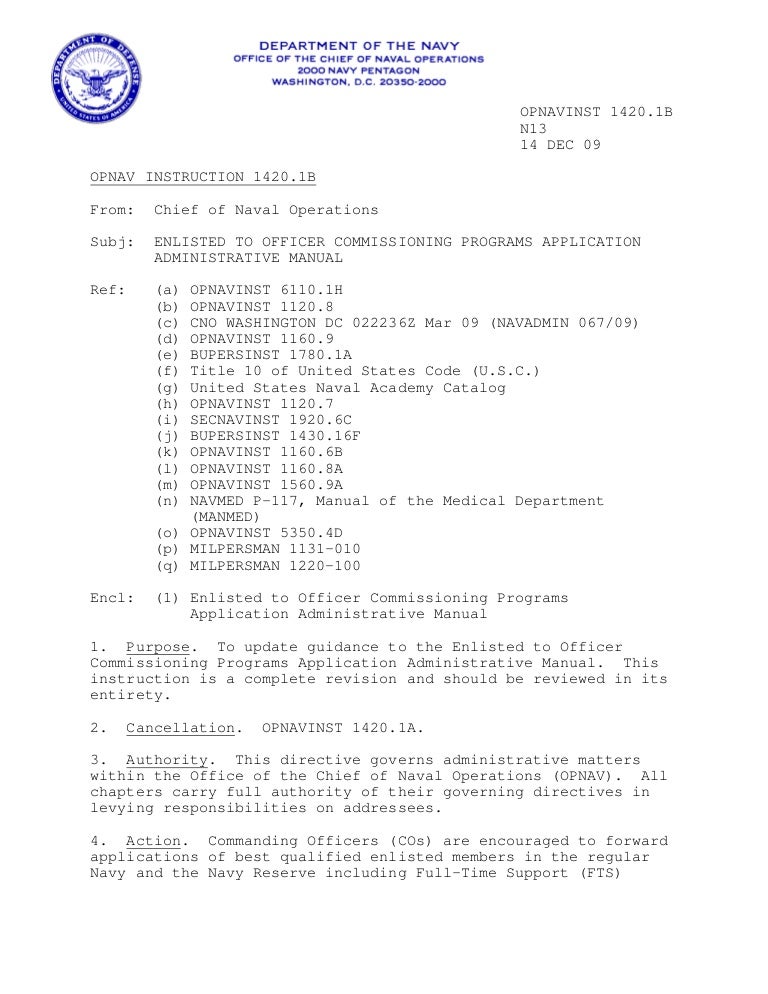 opnavinst 1420 1b officer programs sample letter of recommendation for officer candidate school