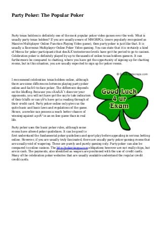 Party Poker: The Popular Poker