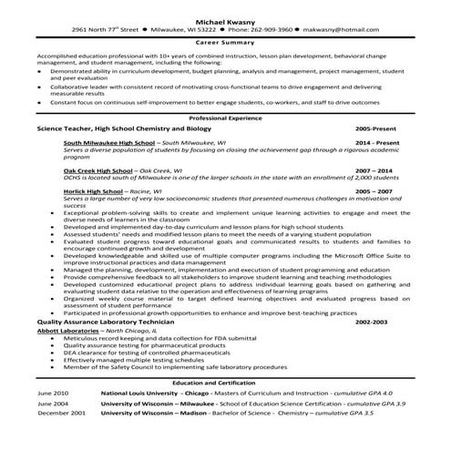 Michael Kwasny Resume 2016