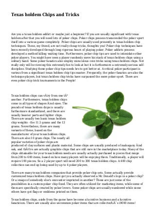 Texas holdem Chips and Tricks