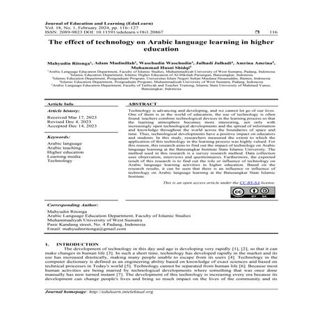 The effect of technology on Arabic language learning in higher ...
