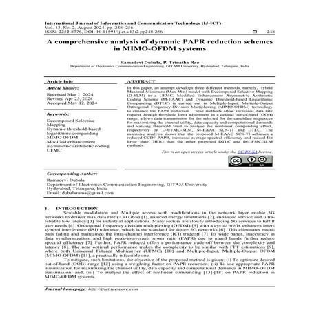 A comprehensive analysis of dynamic PAPR reduction schemes in MIMO-OFDM ...