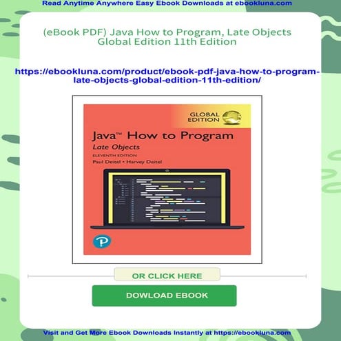 (eBook PDF) Java How to Program, Late Objects Global Edition 11th ...