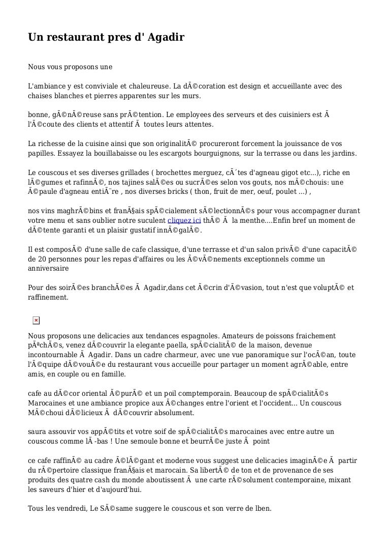 Un Restaurant Pres D Agadir