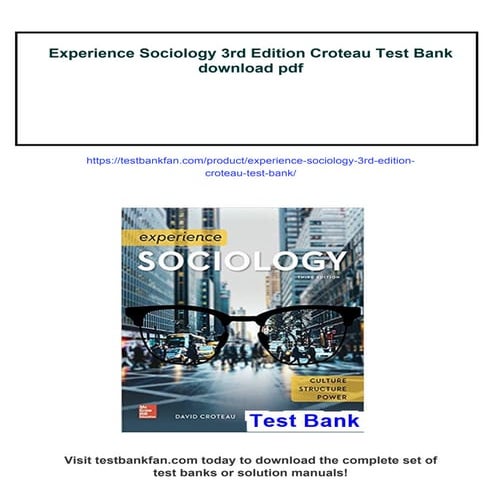 Experience Sociology 3rd Edition Croteau Test Bank